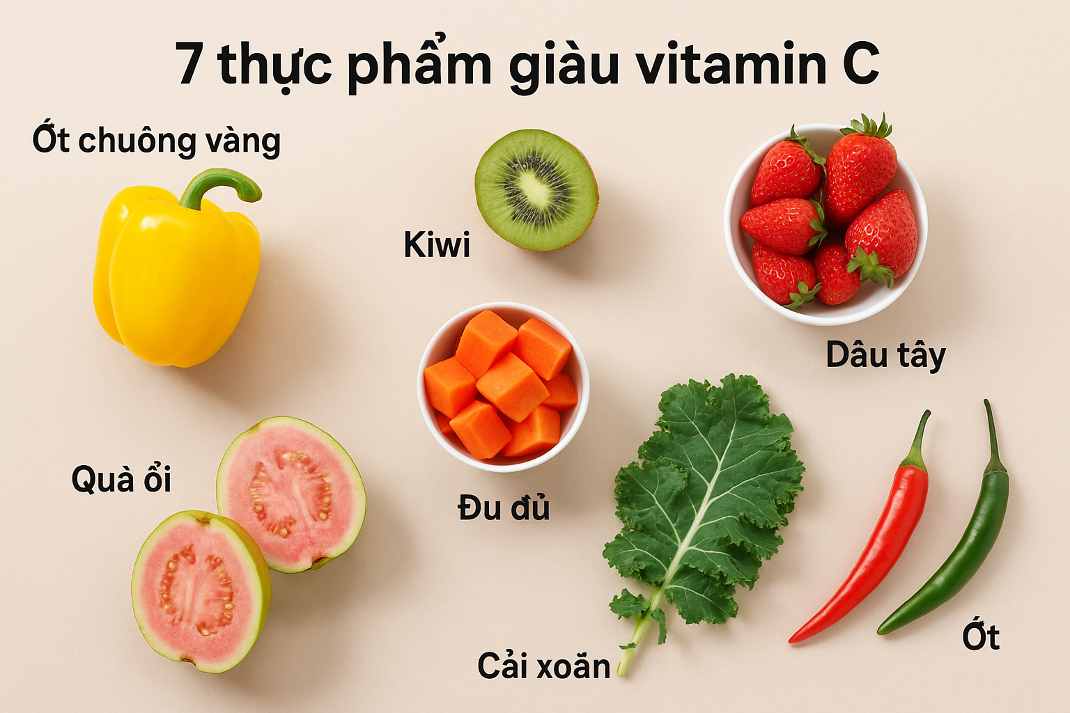 7 thực phẩm giàu vitamin C hơn chanh, cam